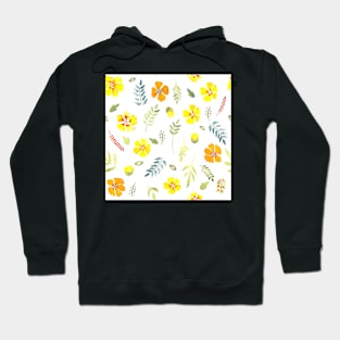 Yellow country floral in watercolour Hoodie